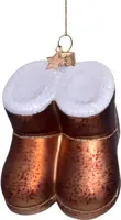 Vondels glazen kerstbal schoenen suede 7cm bruin - afbeelding 3
