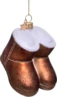 Vondels glazen kerstbal schoenen suede 7cm bruin - afbeelding 1