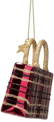 Vondels glazen kerstbal shopper 7cm rood - afbeelding 2