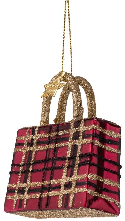 Vondels glazen kerstbal shopper 7cm rood - afbeelding 3