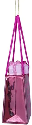 Vondels glazen kerstbal shopper met cadeautjes 8.5cm roze - afbeelding 2