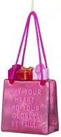 Vondels glazen kerstbal shopper met cadeautjes 8.5cm roze - afbeelding 1