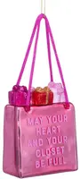 Vondels glazen kerstbal shopper met cadeautjes 8.5cm roze - afbeelding 4