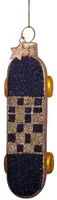 Vondels glazen kerstbal skateboard 9.5cm zwart, goud  - afbeelding 1
