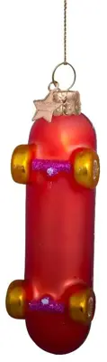 Vondels glazen kerstbal skateboard 9.5cm zwart, goud - afbeelding 3
