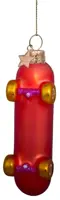 Vondels glazen kerstbal skateboard 9.5cm zwart, goud - afbeelding 3