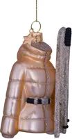Vondels glazen kerstbal ski jas met ski's 10.5cm goud - afbeelding 4