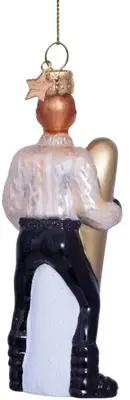 Vondels glazen kerstbal skiër 12.5cm champagne - afbeelding 3