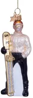 Vondels glazen kerstbal skiër 12.5cm champagne - afbeelding 1