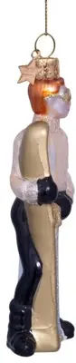 Vondels glazen kerstbal skiër 12.5cm champagne - afbeelding 2