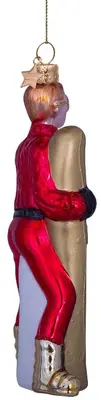 Vondels glazen kerstbal skiër 12.5cm rood  - afbeelding 4