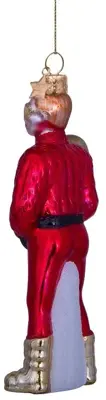 Vondels glazen kerstbal skiër 12.5cm rood - afbeelding 2