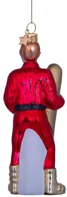 Vondels glazen kerstbal skiër 12.5cm rood - afbeelding 3