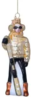 Vondels glazen kerstbal skiester 13cm goud - afbeelding 1