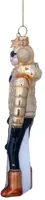 Vondels glazen kerstbal skiester 13cm goud - afbeelding 3