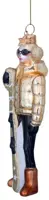 Vondels glazen kerstbal skiester 13cm goud - afbeelding 2