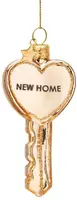 Vondels glazen kerstbal sleutel 'new home' 8.5cm goud - afbeelding 2