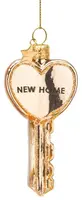 Vondels glazen kerstbal sleutel 'new home' 8.5cm goud - afbeelding 1
