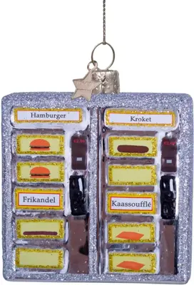 Vondels glazen kerstbal snackmuur 7cm zilver - afbeelding 1