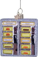 Vondels glazen kerstbal snackmuur 7cm zilver - afbeelding 1
