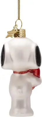 Vondels glazen kerstbal Snoopy met hart 11cm wit, rood - afbeelding 3
