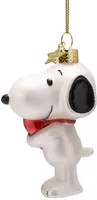 Vondels glazen kerstbal Snoopy met hart 11cm wit, rood - afbeelding 2