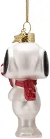 Vondels glazen kerstbal Snoopy met zuurstok 11cm wit, rood - afbeelding 3
