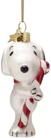 Vondels glazen kerstbal Snoopy met zuurstok 11cm wit, rood - afbeelding 2