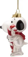 Vondels glazen kerstbal Snoopy met zuurstok 11cm wit, rood - afbeelding 4