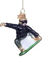 Vondels glazen kerstbal snowboarder 8.5cm multi - afbeelding 2