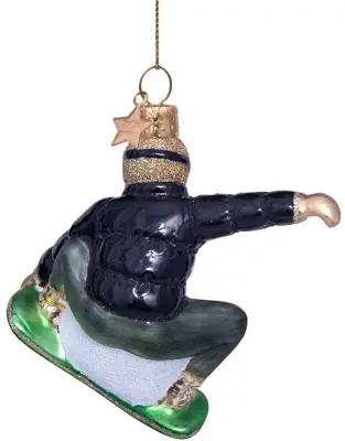 Vondels glazen kerstbal snowboarder 8.5cm multi - afbeelding 3