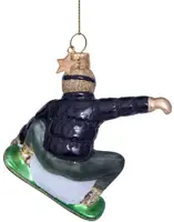 Vondels glazen kerstbal snowboarder 8.5cm multi - afbeelding 3