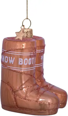 Vondels glazen kerstbal snowboots 7.5cm bruin - afbeelding 1
