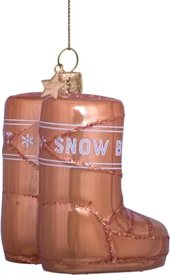 Vondels glazen kerstbal snowboots 7.5cm bruin - afbeelding 4