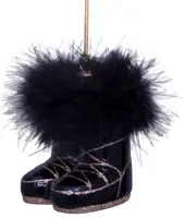 Vondels glazen kerstbal snowboots 7.5cm zwart - afbeelding 2
