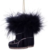 Vondels glazen kerstbal snowboots 7.5cm zwart - afbeelding 3