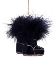 Vondels glazen kerstbal snowboots 7.5cm zwart - afbeelding 4
