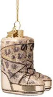 Vondels glazen kerstbal snowboots panterprint 7.5cm champagne - afbeelding 2