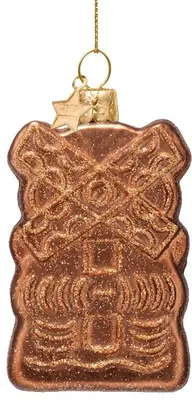 Vondels glazen kerstbal speculaas 9cm bruin - afbeelding 2