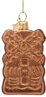 Vondels glazen kerstbal speculaas 9cm bruin - afbeelding 2
