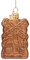 Vondels glazen kerstbal speculaas 9cm bruin - afbeelding 1