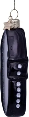 Vondels glazen kerstbal sporthorloge 10.5cm zwart - afbeelding 2