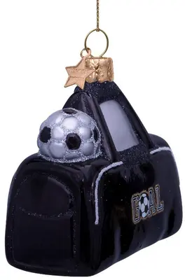 Vondels glazen kerstbal sporttas 6cm zwart - afbeelding 3