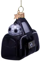 Vondels glazen kerstbal sporttas 6cm zwart - afbeelding 3