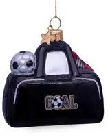 Vondels glazen kerstbal sporttas 6cm zwart - afbeelding 4