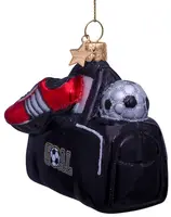 Vondels glazen kerstbal sporttas 6cm zwart - afbeelding 2