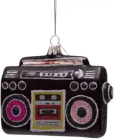 Vondels glazen kerstbal stereo 10.5cm zwart - afbeelding 1