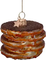 Vondels glazen kerstbal stroopwafel 6cm bruin - afbeelding 1