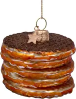 Vondels glazen kerstbal stroopwafel 6cm bruin - afbeelding 3