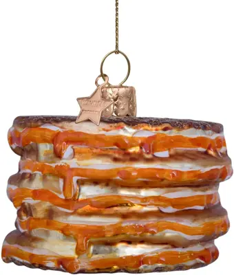 Vondels glazen kerstbal stroopwafel 6cm bruin - afbeelding 2